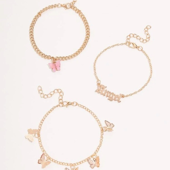 Download Mam262 Jewelry Layered Gold Butterfly Anklet Set Poshmark